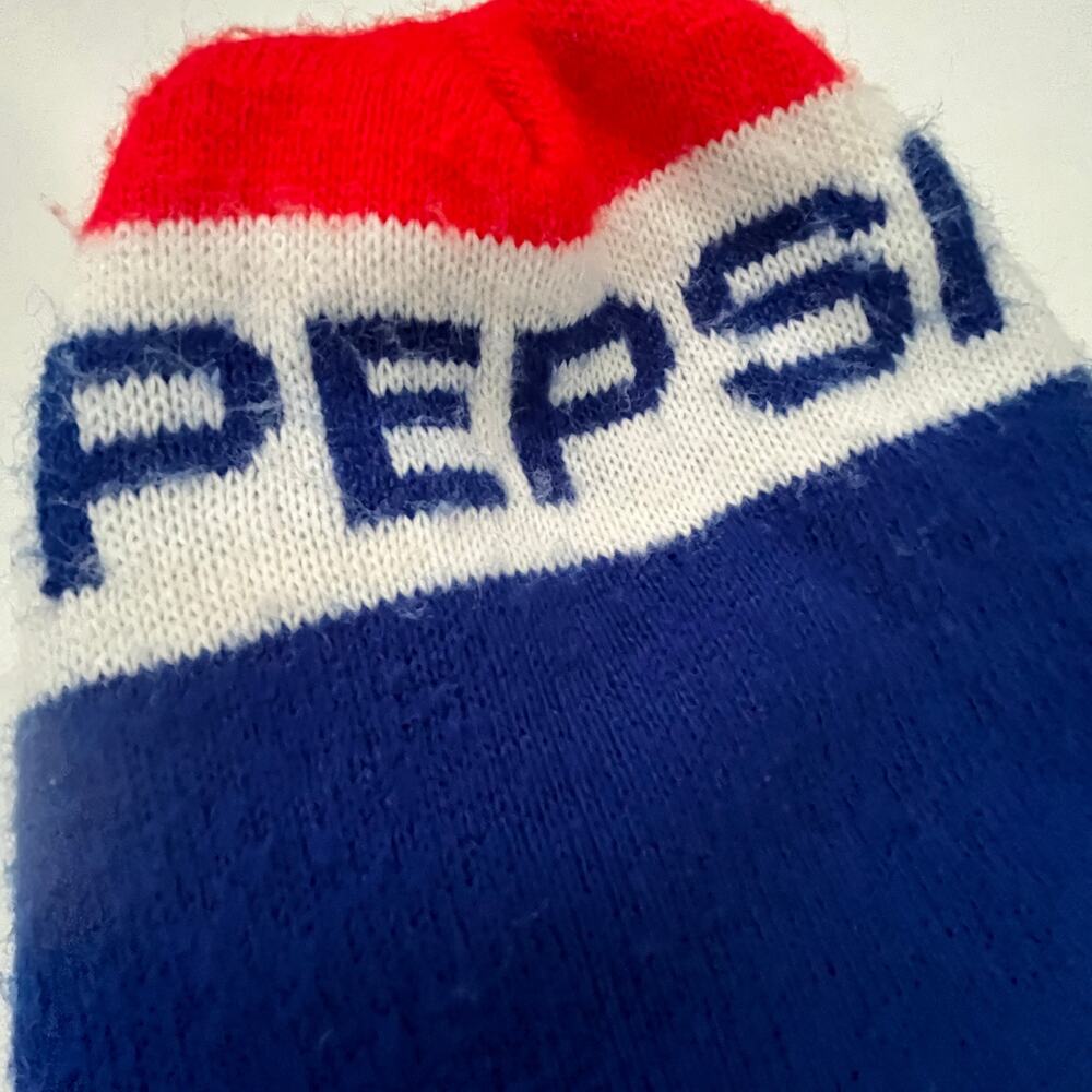 Vintage 1970s Knit Pepsi Stocking Cap Winter Beanie Hat TF9 - Picture 2 of 6